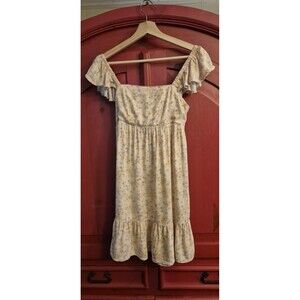 Arizona Co. Small Peach Boho Cottage Core Tiny Floral Sundress Keyhole Back EUC